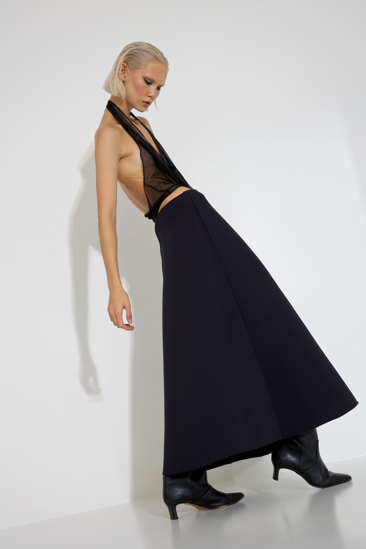 SCUBA LONG SKIRT BLACK